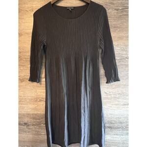 Eilleen Fisher Wool Dress Mini Brown Petite Small Knit Minimalist Fall
